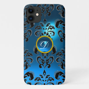 BLUE BLACK DAMASK GEM MONOGRAMM Case-Mate iPhone HÜLLE