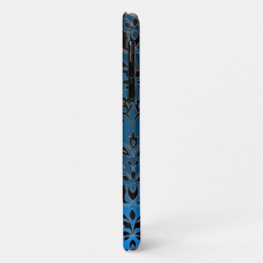 BLUE BLACK DAMASK GEM MONOGRAMM Case-Mate iPhone HÜLLE (Hinten/Links)