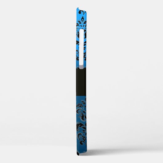 BLUE BLACK DAMASK GEM STONE MONOGRAMM Case-Mate iPhone HÜLLE (Rückseite / Links)