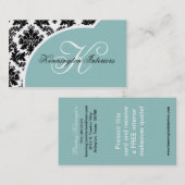 Blue Black Damask Visitenkarten Visitenkarte (Vorne/Hinten)