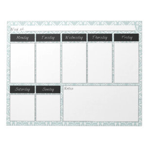Blue & Black Damask Weekend Muster Notepad Notizblock