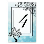 Blue Black Decorative Tree Tischnummer Card (Vorderseite)