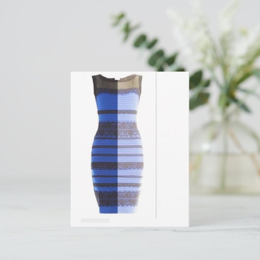 Blue Black Dress White & Gold Split Foto Pic Postkarte (Stehend Vorderseite)