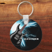 Blue & Black Electric Guitar Design Schlüsselanhän Schlüsselanhänger (Vorderseite)
