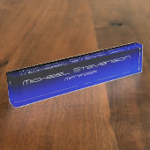 Blue Black Elegant Modernes Schreibtisch Namplate Namensplakette (Seite)