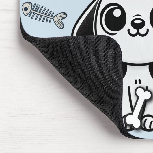 Blue & Black Fish Knochen Welpe Hund Niedlich Offi Mousepad (Ecke)