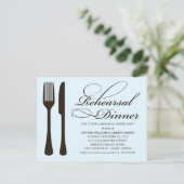 BLUE & BLACK FLATWARE | PROBE DINNER INVITE EINLADUNGSPOSTKARTE (Stehend Vorderseite)