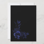 Blue Black Floral Brautparty Einladung (Rückseite)