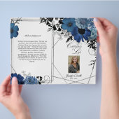 Blue Black Floral Geometric Funerary Program Flyer (Hand)