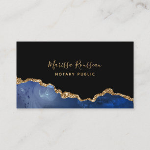 Blue Black Foil Agate Notary Public Visitenkarte