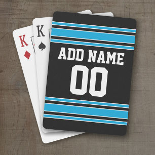 Blue Black Football Jersey Individuelle Name Numbe Spielkarten