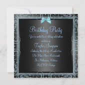 Blue & Black Foto Frame Sweet16 Geburtstag Einladu Einladung (Rückseite)