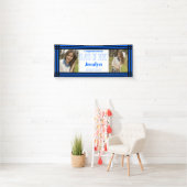 Blue Black Geometric Zwei-Foto-Abschluss Banner (Insitu)
