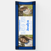 Blue Black Geometric Zwei-Foto-Abschluss Banner (Vertikal)