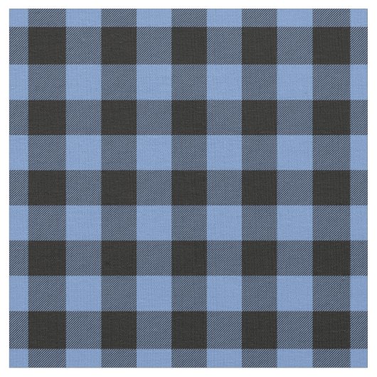 Blue & Black Gingham Plaid Stoff (Nahaufnahme)