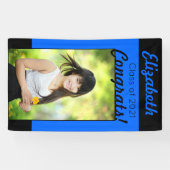 Blue & Black Glückwunschs One Foto Graduation Part Banner (Horizontal)