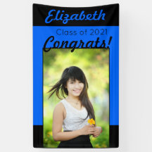 Blue & Black Glückwunschs One Foto Graduation Part