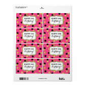 Blue Black Gold Confetti Birthday Labels (Vorne)