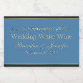 Blue, Black & Gold Custom Wedding Schaumweinetikett (Einzelnes Label)