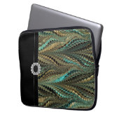 Blue Black Gold Eleganter Laptop-Sieb Laptopschutzhülle (Vorderseite Links)