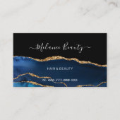 Blue Black Gold Glitzer Marmorkarte Visitenkarte (Vorderseite)