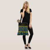 Blue Black Gold Moderne Custom Floral Tasche (Am Model)