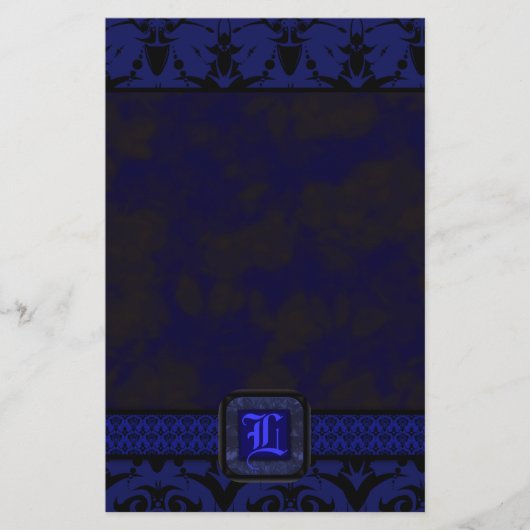 Blue & Black Goth Lace Wedding Briefpapier (Vorderseite)