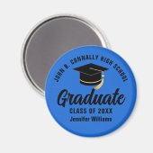 Blue Black Graduate Custom Graduate Party Magnet (Vorderseite/Rückseite)