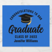 Blue Black Graduate Custom Graduate Party Schaumweinetikett (Einzelnes Label)