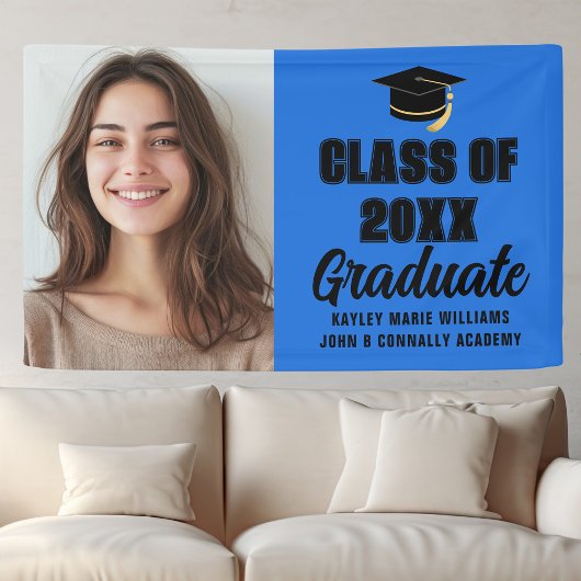 Blue Black Graduate Foto Modern Graduate Party Banner