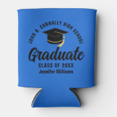 Blue Black Graduate Personalisiert Graduate Party Dosenkühler (Vorderseite)