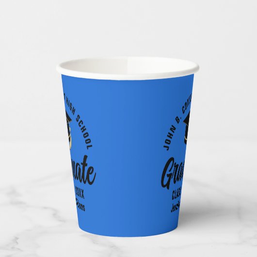 Blue Black Graduate Personalisiert Graduate Party Pappbecher (Links)
