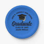 Blue Black Graduate Personalisiert Graduate Party Pappteller (Vorderseite)