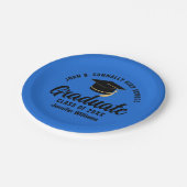 Blue Black Graduate Personalisiert Graduate Party Pappteller (Schrägansicht)
