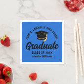 Blue Black Graduate Personalisiert Graduate Party Serviette (Beispiel)