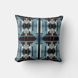 Blue Black Gray Beige Mittelmeer Große Mosaike Kissen