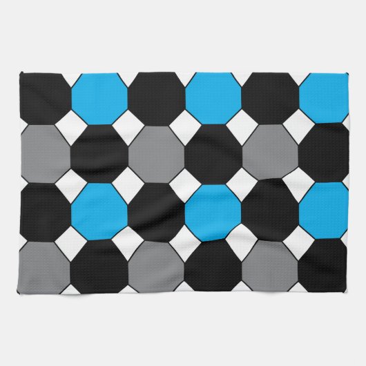 Blue Black Gray Geometric Geschirrtuch (Horizontal)