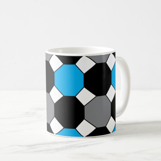 Blue Black Gray Geometric Kaffeetasse (VorderseiteRechts)