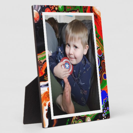 Blue, Black, Green Fake Marble Foto Fotoplatte (Seite)