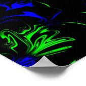 Blue, Black, Green Liquid Art Poster (Ecke)