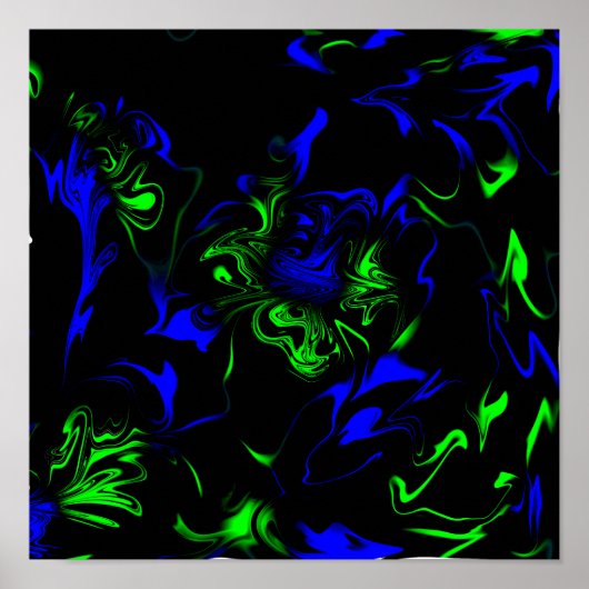 Blue, Black, Green Liquid Art Poster (Vorne)