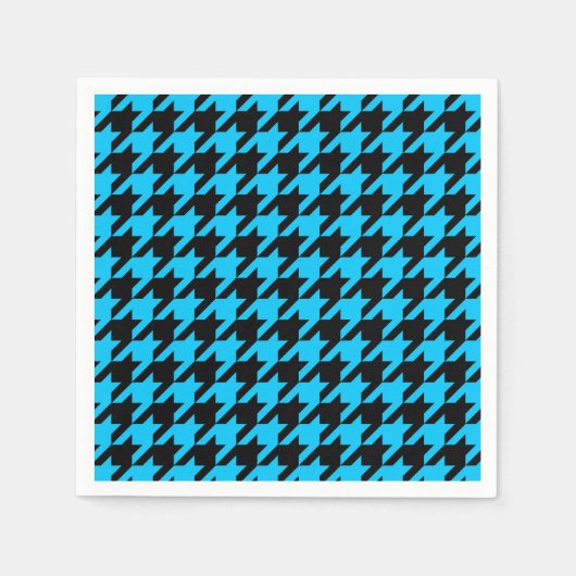 Blue Black Hahnentrittmuster Karo Serviette (Vorderseite)