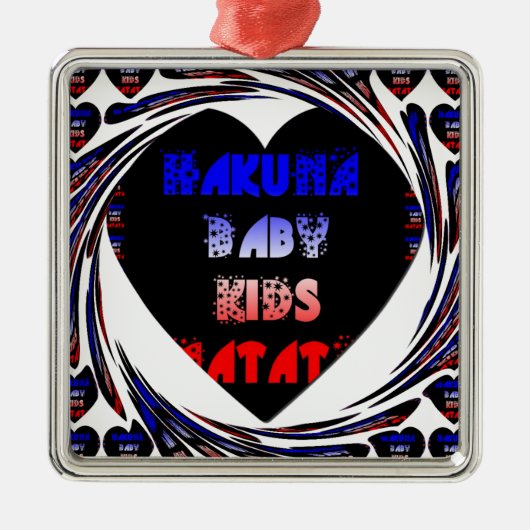 Blue Black Hakuna Matata Baby Kinder Design.pnng Ornament Aus Metall (Vorne)