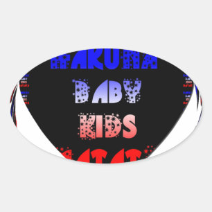 Blue Black Hakuna Matata Baby Kinder Design.pnng Ovaler Aufkleber