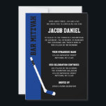 Blue Black Hockey Bar Mitzvah Einladungen<br><div class="desc">Moderne blauen und schwarzen Hockey Thema Bar Mitzvah Einladungen. Persönlich für Ihre Veranstaltung.</div>