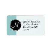 Blue Black Initial Address Labels für Hochzeiten Adressaufkleber (Vorne)