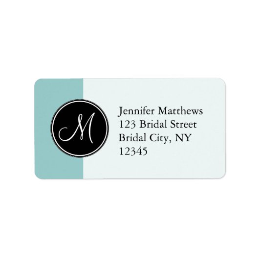 Blue Black Initial Address Labels für Hochzeiten Adressaufkleber (Vorne)