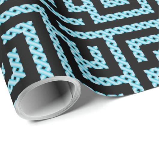 Blue & Black Labyrinth Geschenkpapier (Rolleneckpunkt)