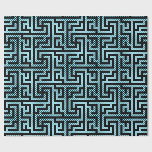 Blue & Black Labyrinth Geschenkpapier (Flach)