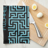 Blue & Black Labyrinth Geschirrtuch (Viertel Falte)